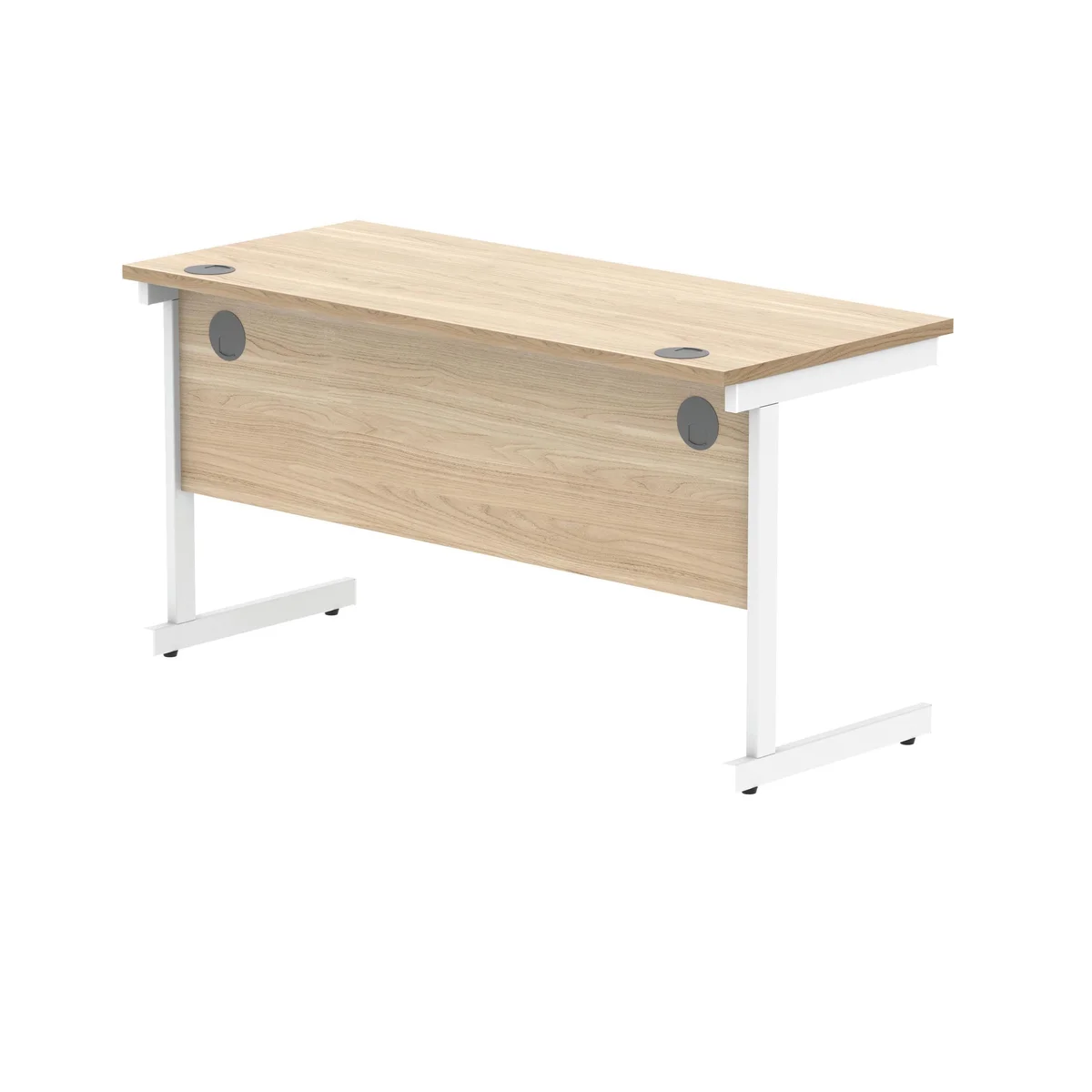 Polaris Rectangular Single Upright Cantilever Desk 1400x600x730mm Canadian Oak/White KF821730 - Image 3