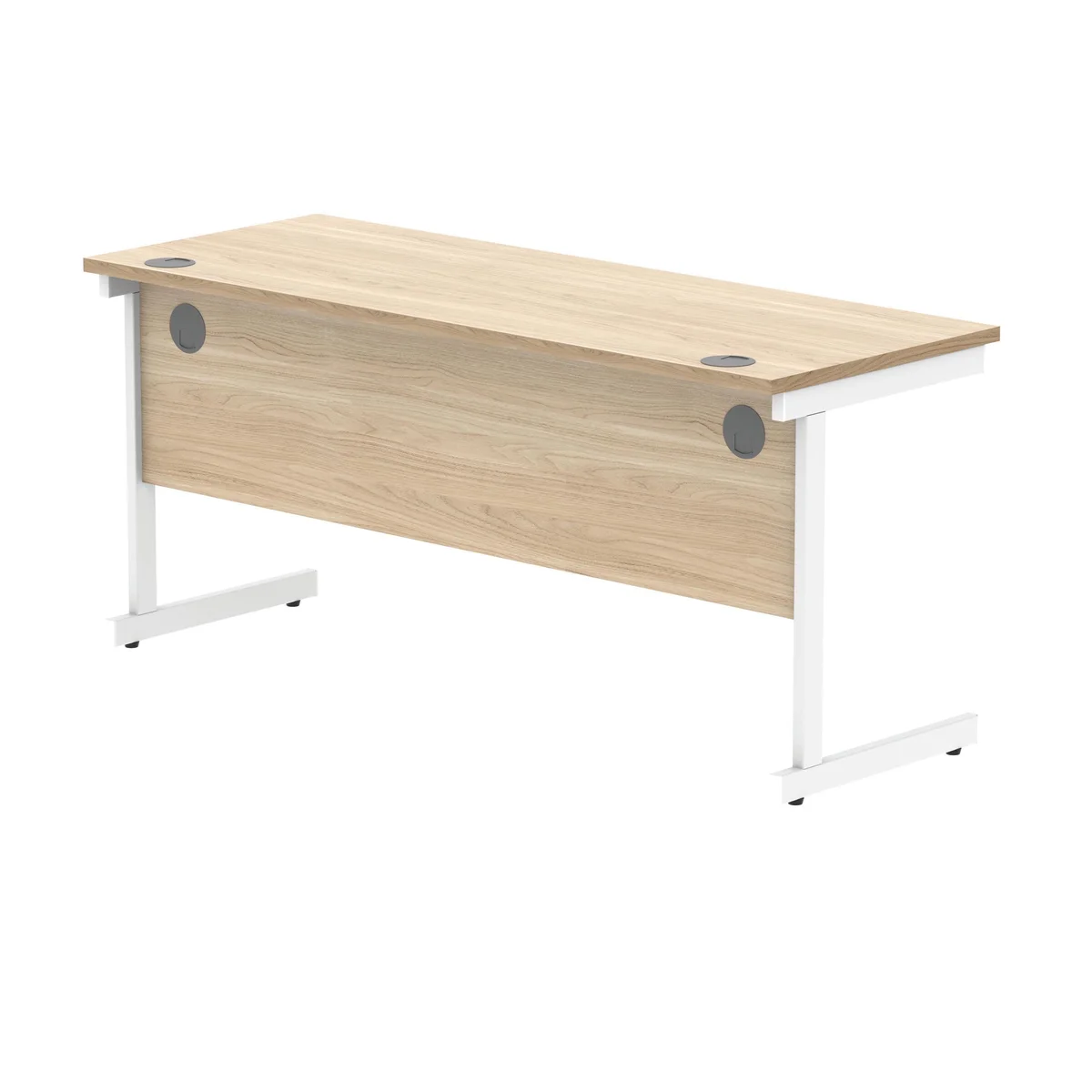 Polaris Rectangular Single Upright Cantilever Desk 1600x600x730mm Canadian Oak/White KF821740 - Image 3