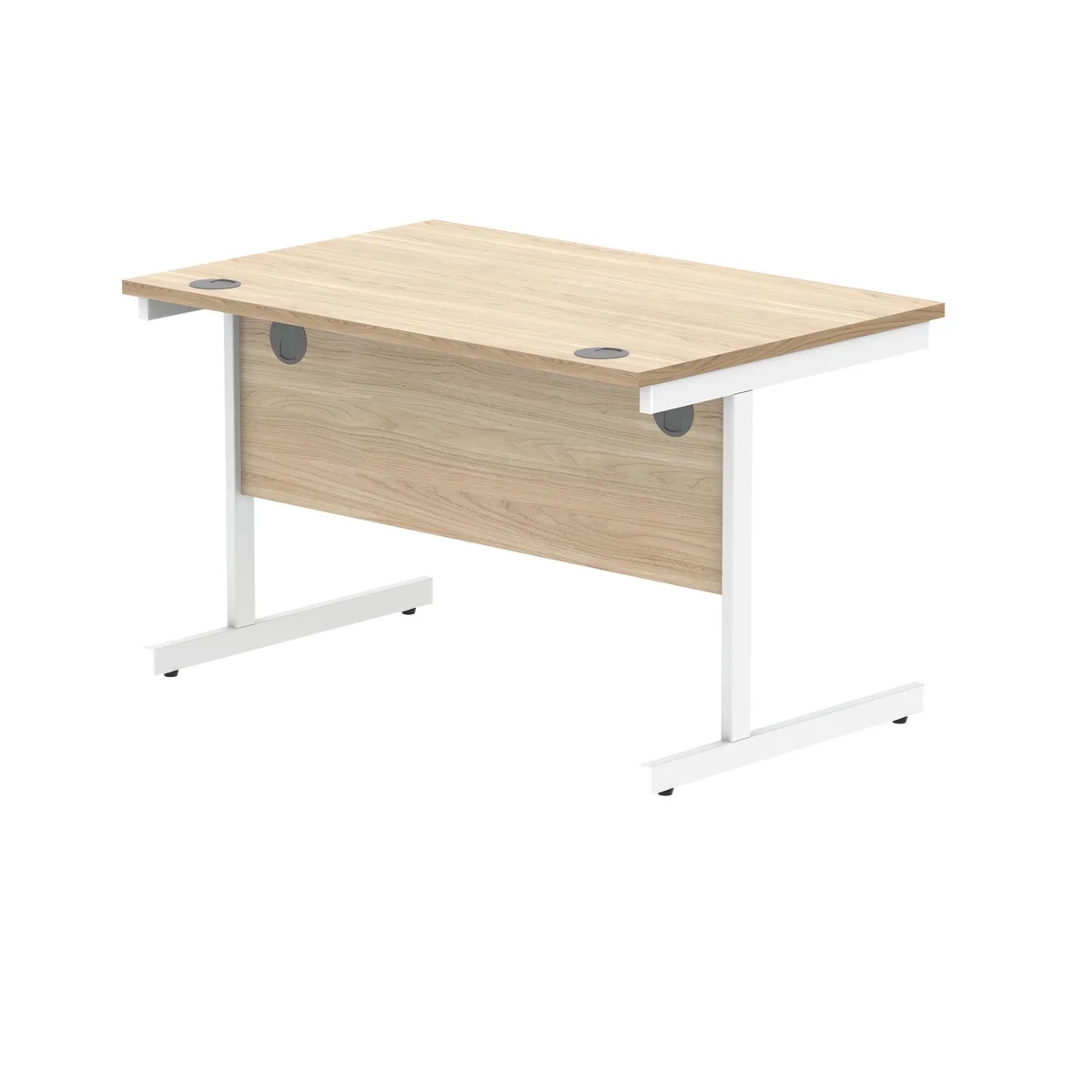 Polaris Rectangular Single Upright Cantilever Desk 1200x800x730mm Canadian Oak/White KF821750 - Image 3
