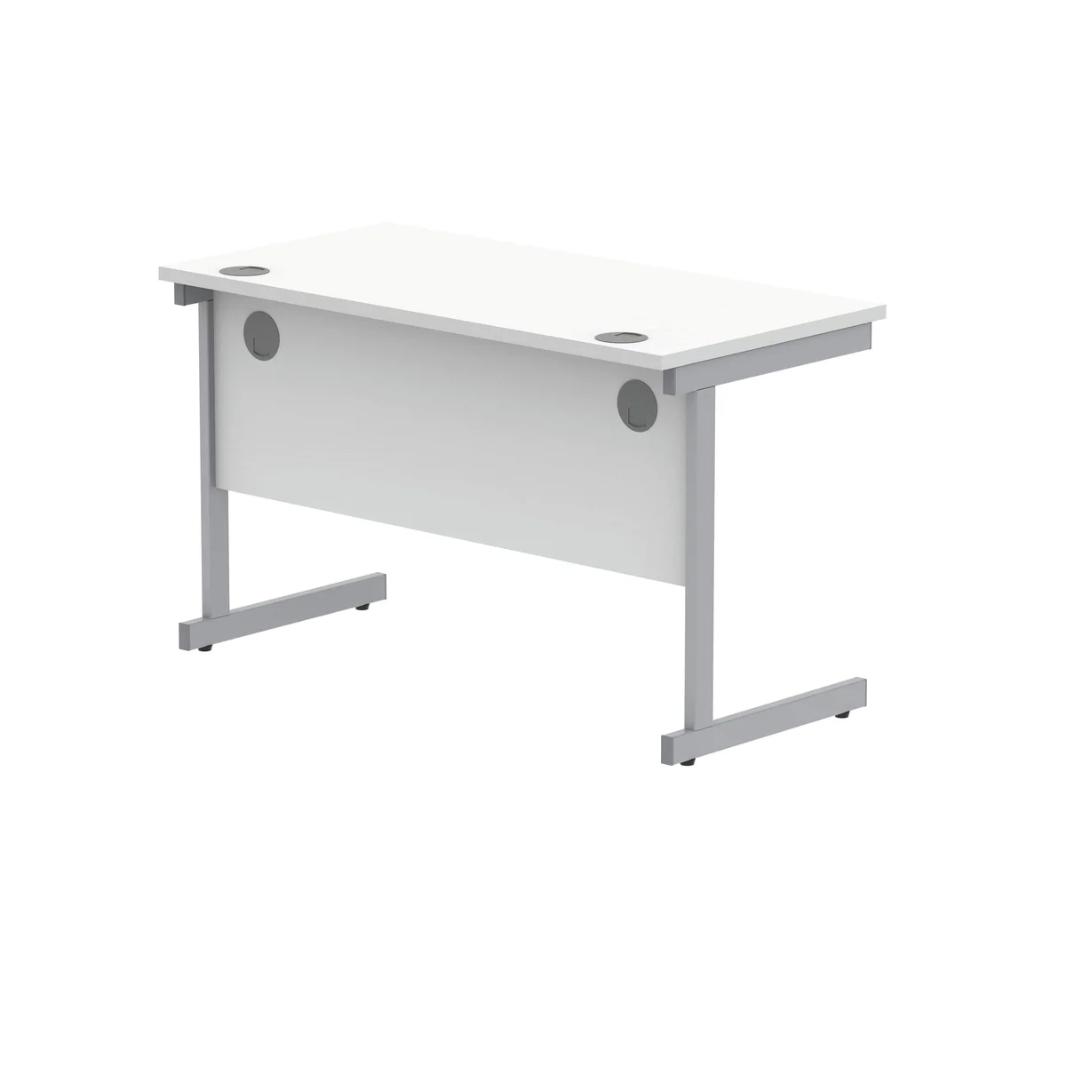 Polaris Rectangular Single Upright Cantilever Desk 1200x600x730mm Arctic White/Silver KF821780 - Image 3