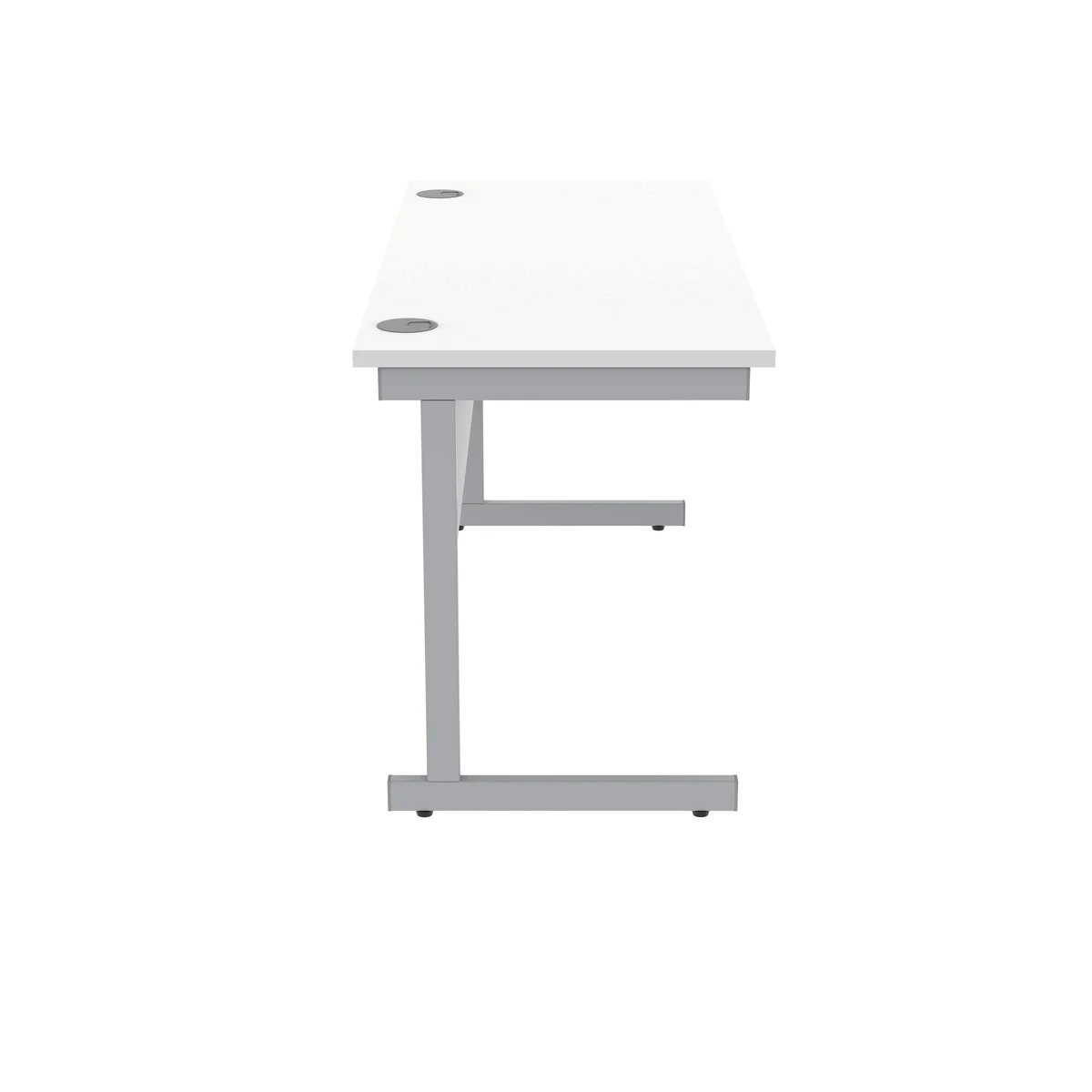 Polaris Rectangular Single Upright Cantilever Desk 1400x600x730mm Arctic White/Silver KF821790 - Image 2