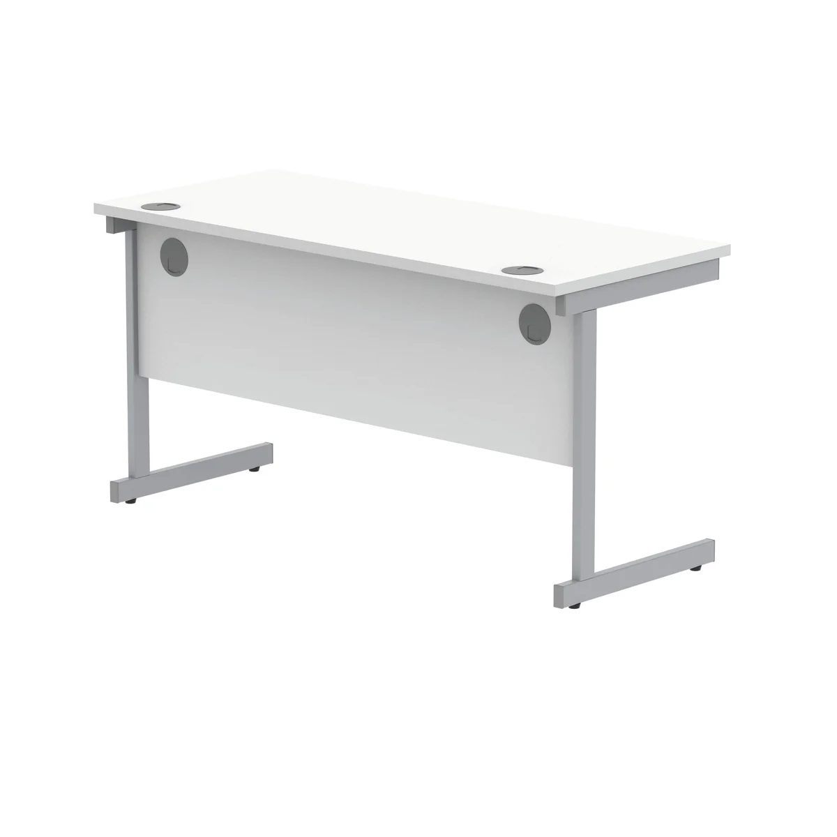 Polaris Rectangular Single Upright Cantilever Desk 1400x600x730mm Arctic White/Silver KF821790 - Image 3