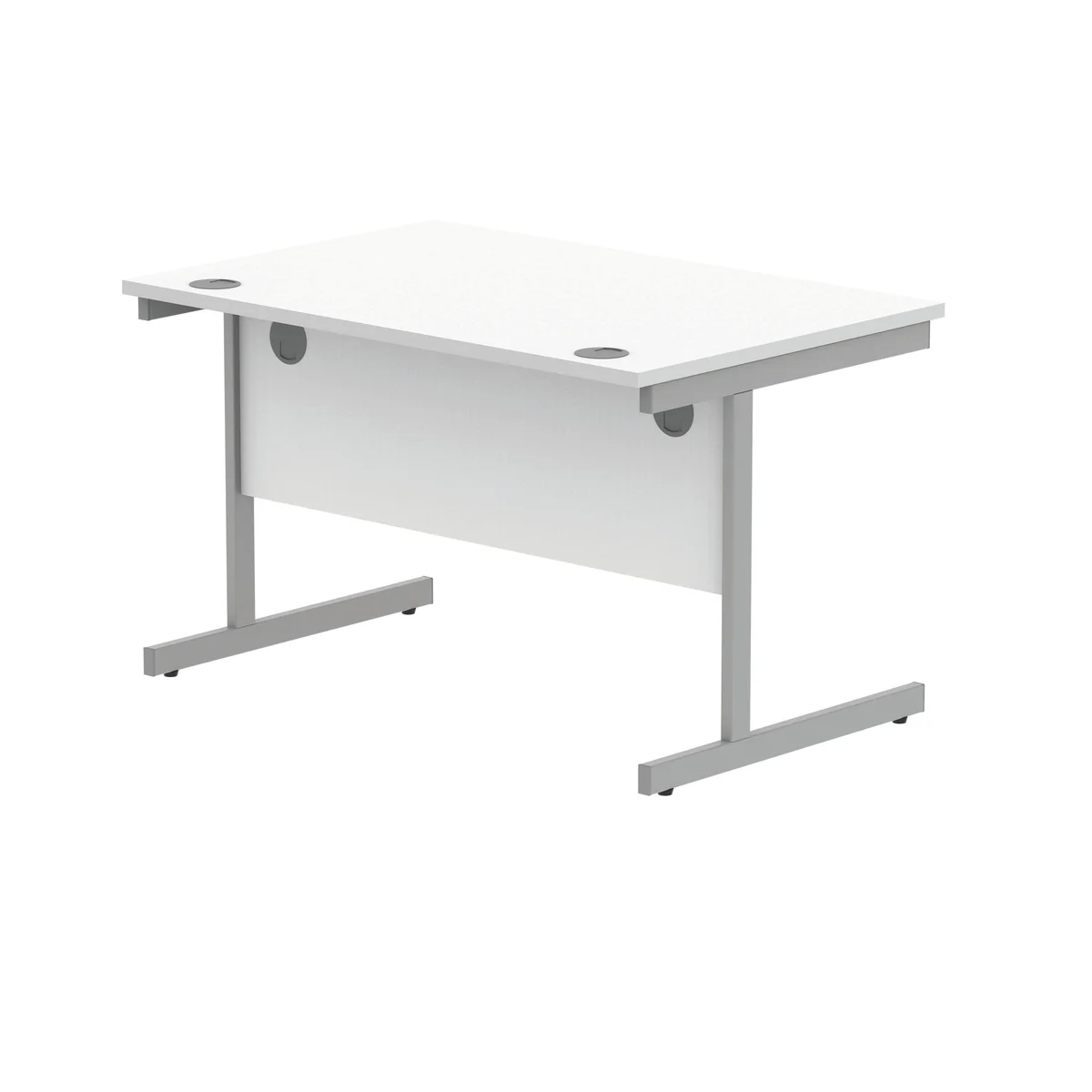 Polaris Rectangular Single Upright Cantilever Desk 1200x800x730mm Arctic White/Silver KF821810 - Image 3