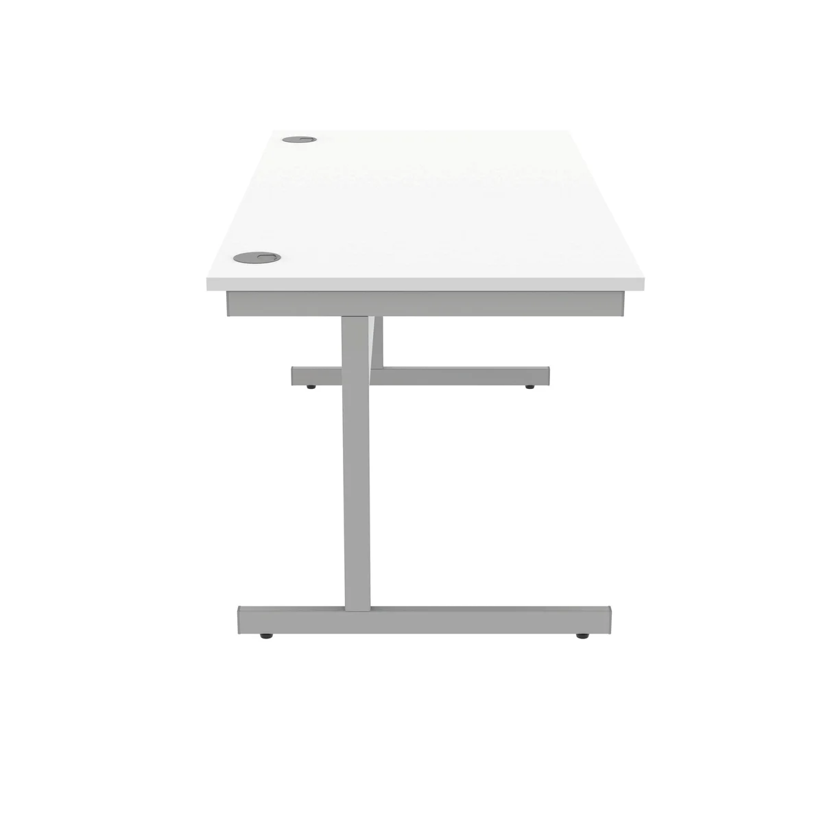 Polaris Rectangular Single Upright Cantilever Desk 1600x800x730mm Arctic White/Silver KF821830 - Image 2