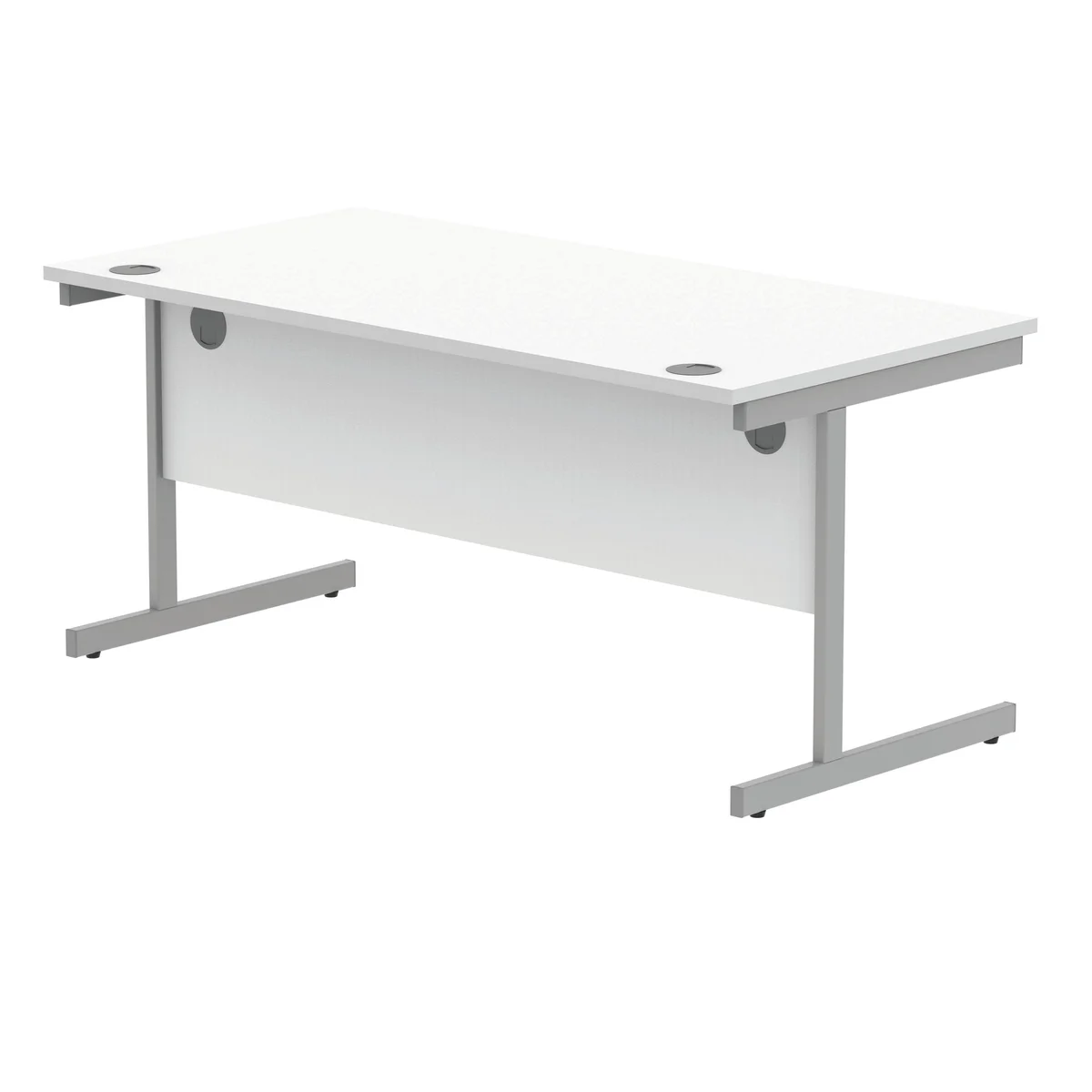 Polaris Rectangular Single Upright Cantilever Desk 1600x800x730mm Arctic White/Silver KF821830 - Image 3