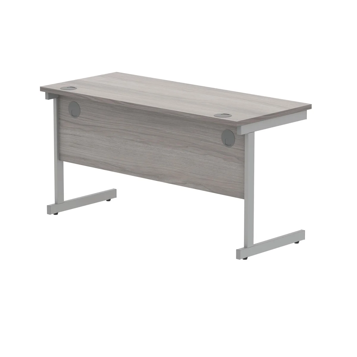Polaris Rectangular Single Upright Cantilever Desk 1400x600x730mm Alaskan Grey Oak/Silver KF821910 - Image 3