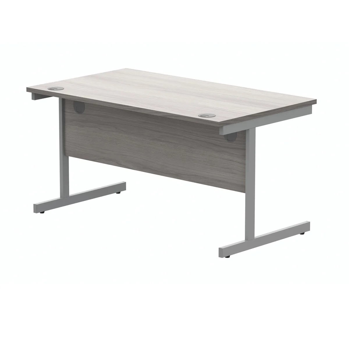 Polaris Rectangular Single Upright Cantilever Desk 1400x800x730mm Alaskan Grey Oak/Silver KF821940 - Image 3