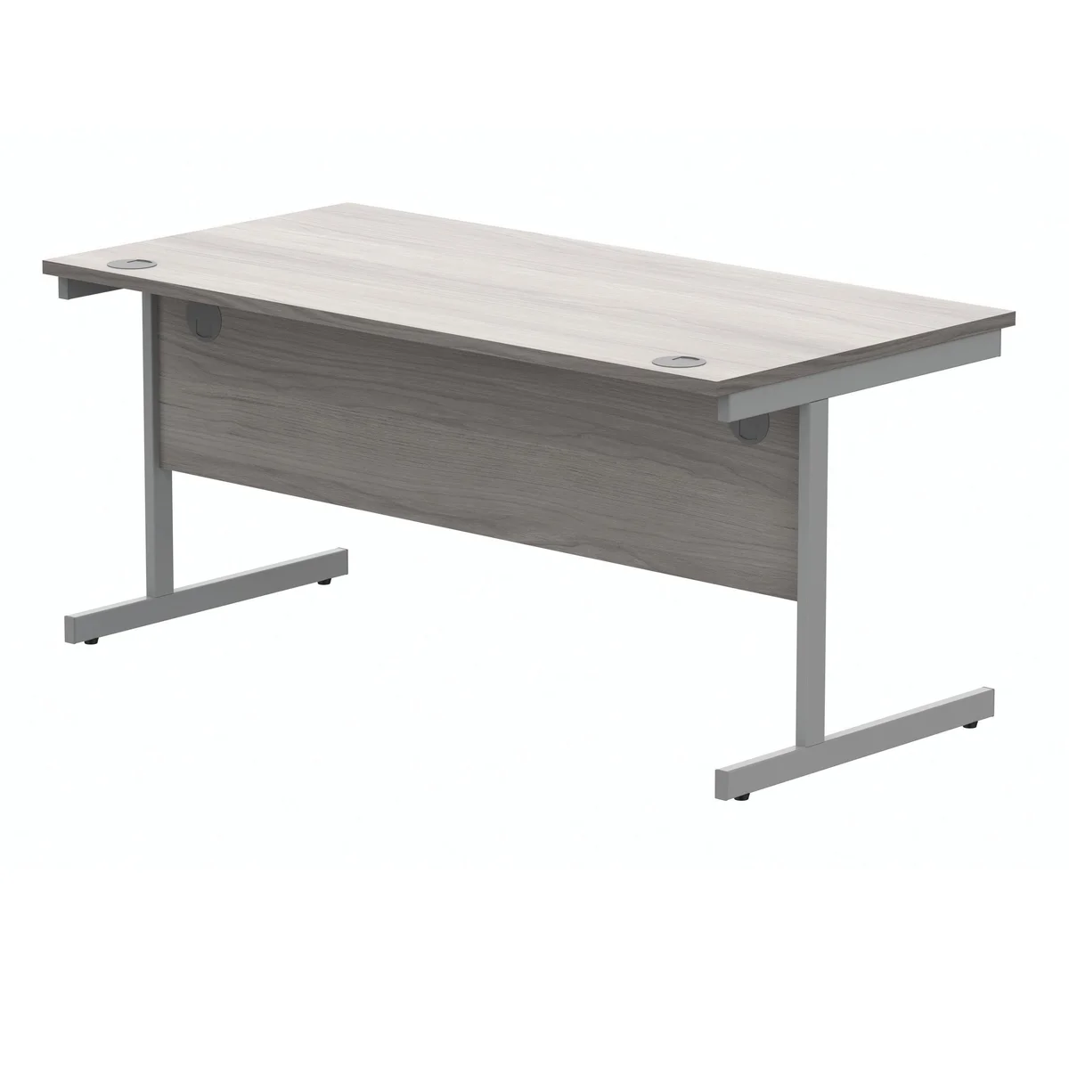 Polaris Rectangular Single Upright Cantilever Desk 1600x800x730mm Alaskan Grey Oak/Silver KF821950 - Image 3