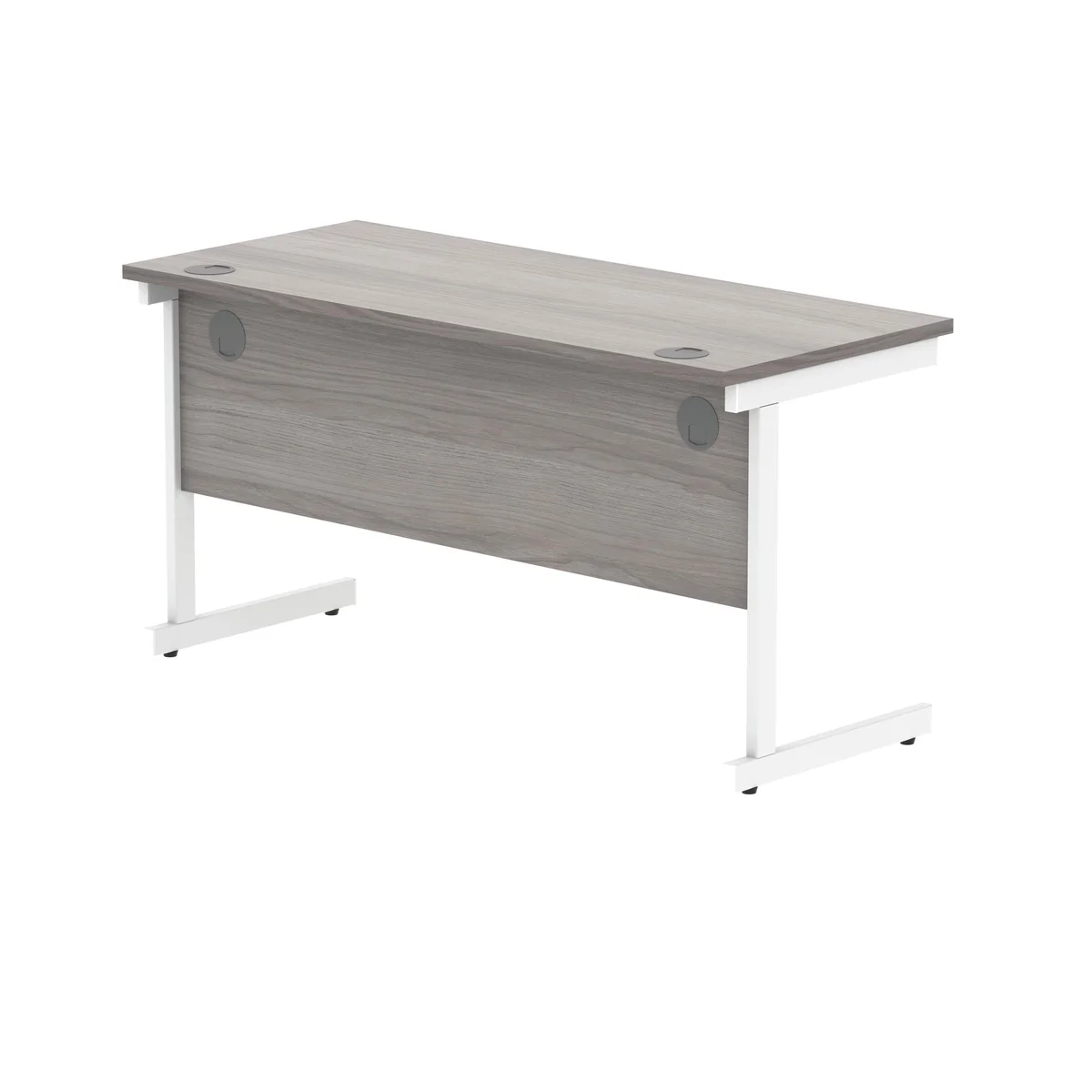 Polaris Rectangular Single Upright Cantilever Desk 1400x600x730mm Alaskan Grey Oak/White KF821970 - Image 3