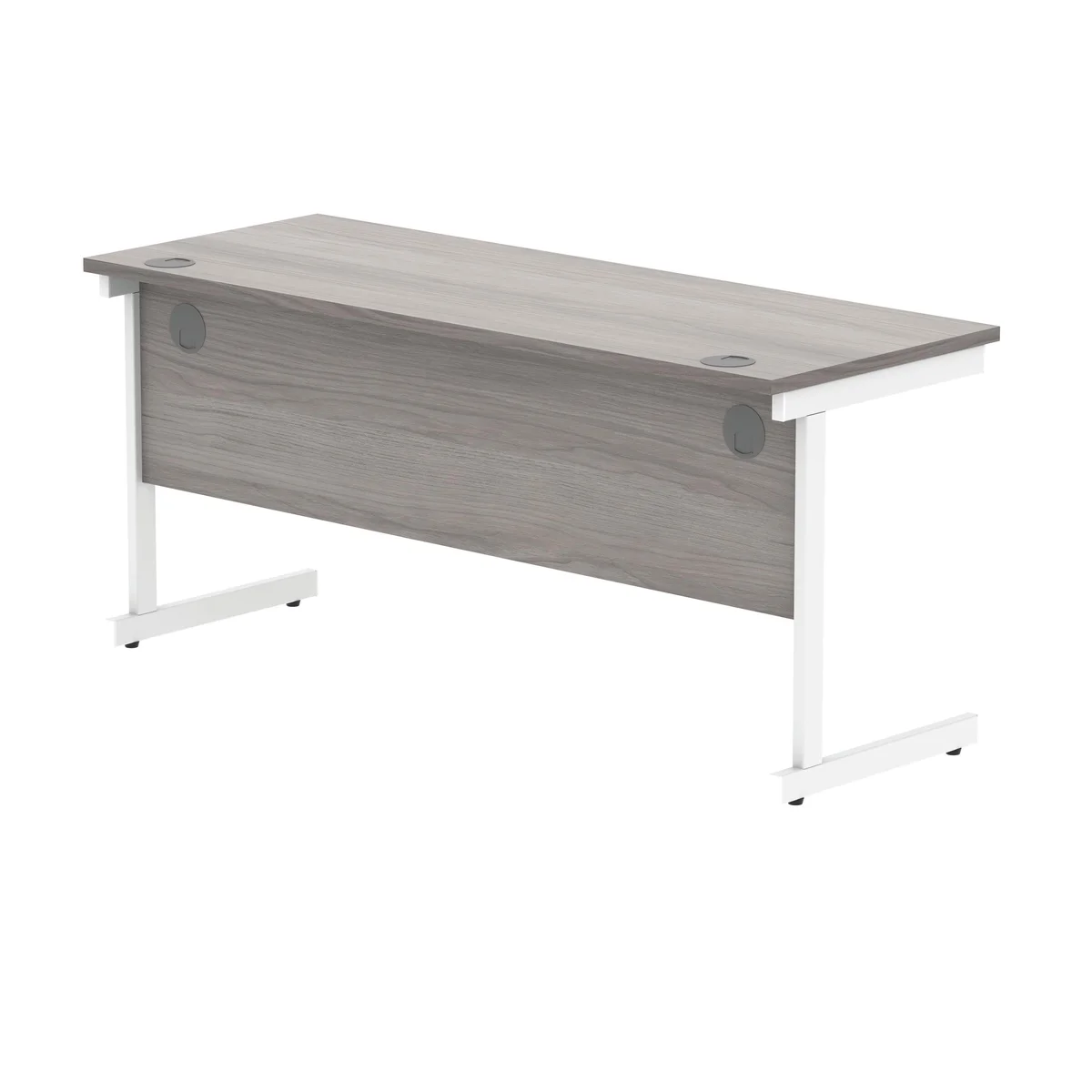 Polaris Rectangular Single Upright Cantilever Desk 1600x600x730mm Alaskan Grey Oak/White KF821980 - Image 3