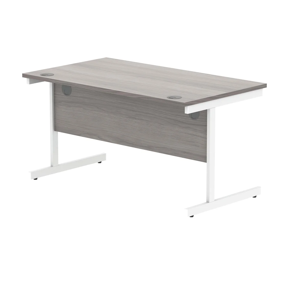 Polaris Rectangular Single Upright Cantilever Desk 1400x800x730mm Alaskan Grey Oak/White KF822000 - Image 3