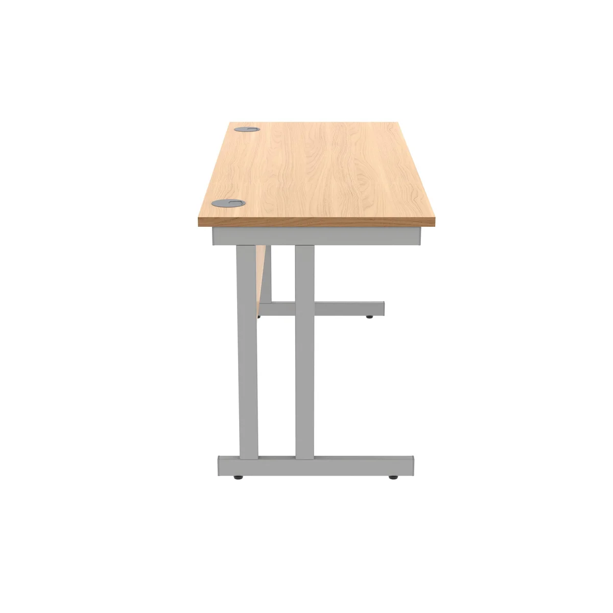 Polaris Rectangular Double Upright Cantilever Desk 1400x600x730mm Norwegian Beech/Silver KF822030 - Image 2