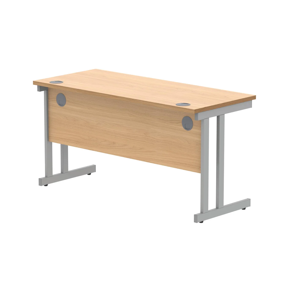 Polaris Rectangular Double Upright Cantilever Desk 1400x600x730mm Norwegian Beech/Silver KF822030 - Image 3