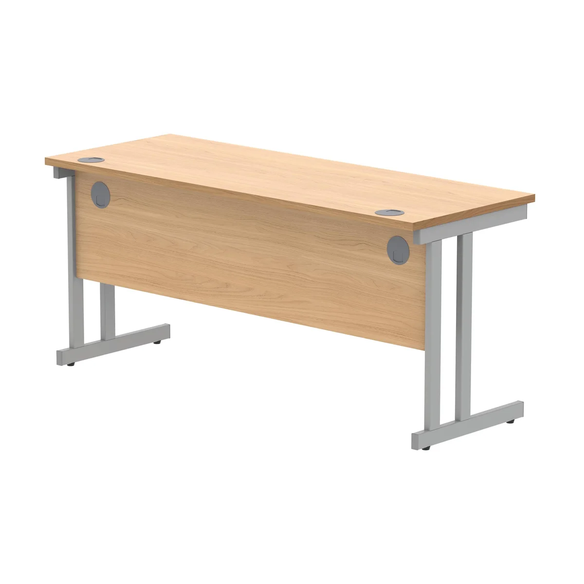 Polaris Rectangular Double Upright Cantilever Desk 1600x600x730mm Norwegian Beech/Silver KF822040 - Image 3
