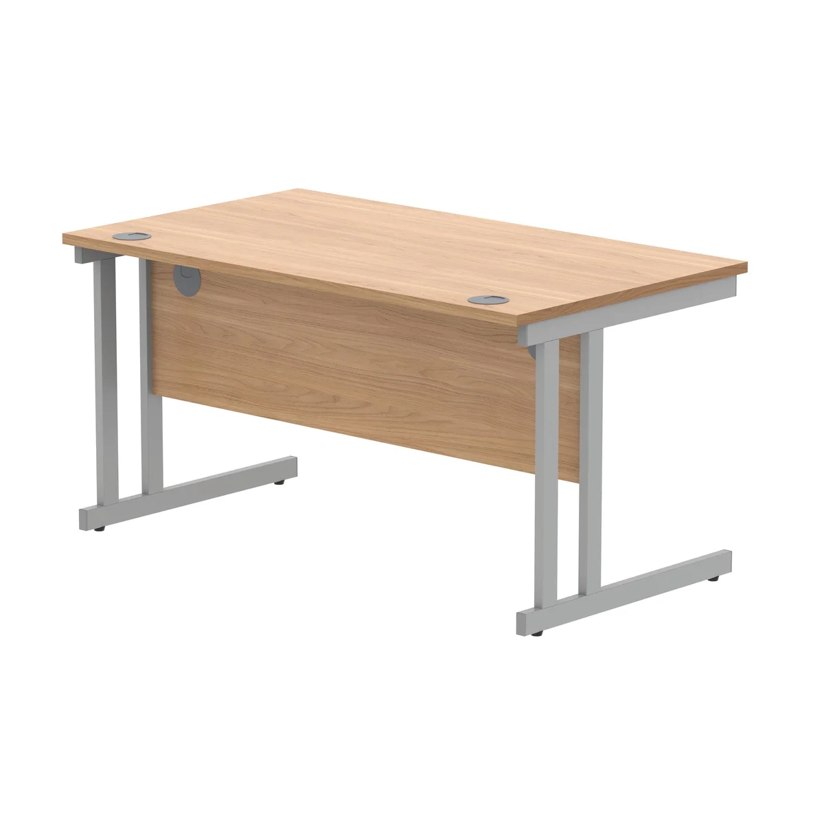 Polaris Rectangular Double Upright Cantilever Desk 1400x800x730mm Norwegian Beech/Silver KF822060 - Image 3