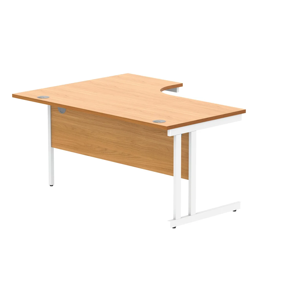 Polaris Right Hand Radial DU Cantilever Desk 1600x1200x730mm Norwegian Beech/White KF822170 - Image 3