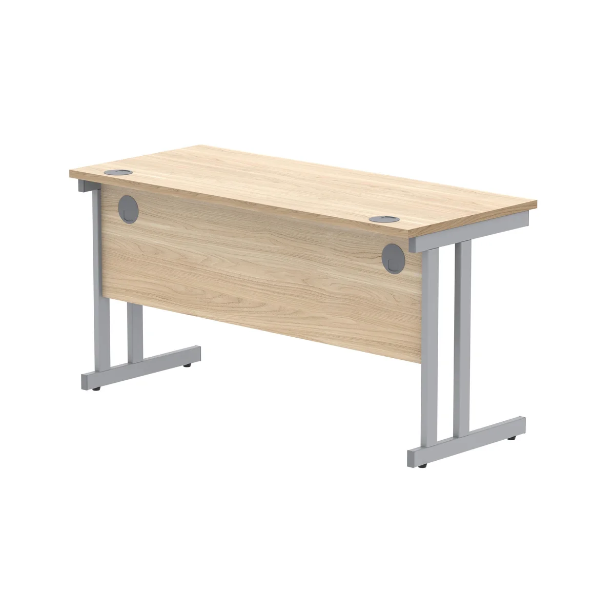 Polaris Rectangular Double Upright Cantilever Desk 1400x600x730mm Canadian Oak/Silver KF822190 - Image 3