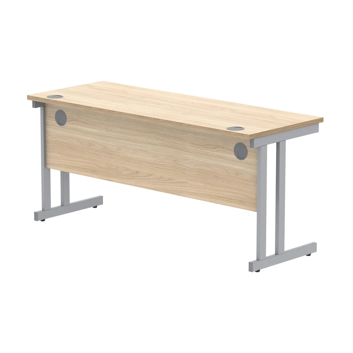 Polaris Rectangular Double Upright Cantilever Desk 1600x600x730mm Canadian Oak/Silver KF822200 - Image 3