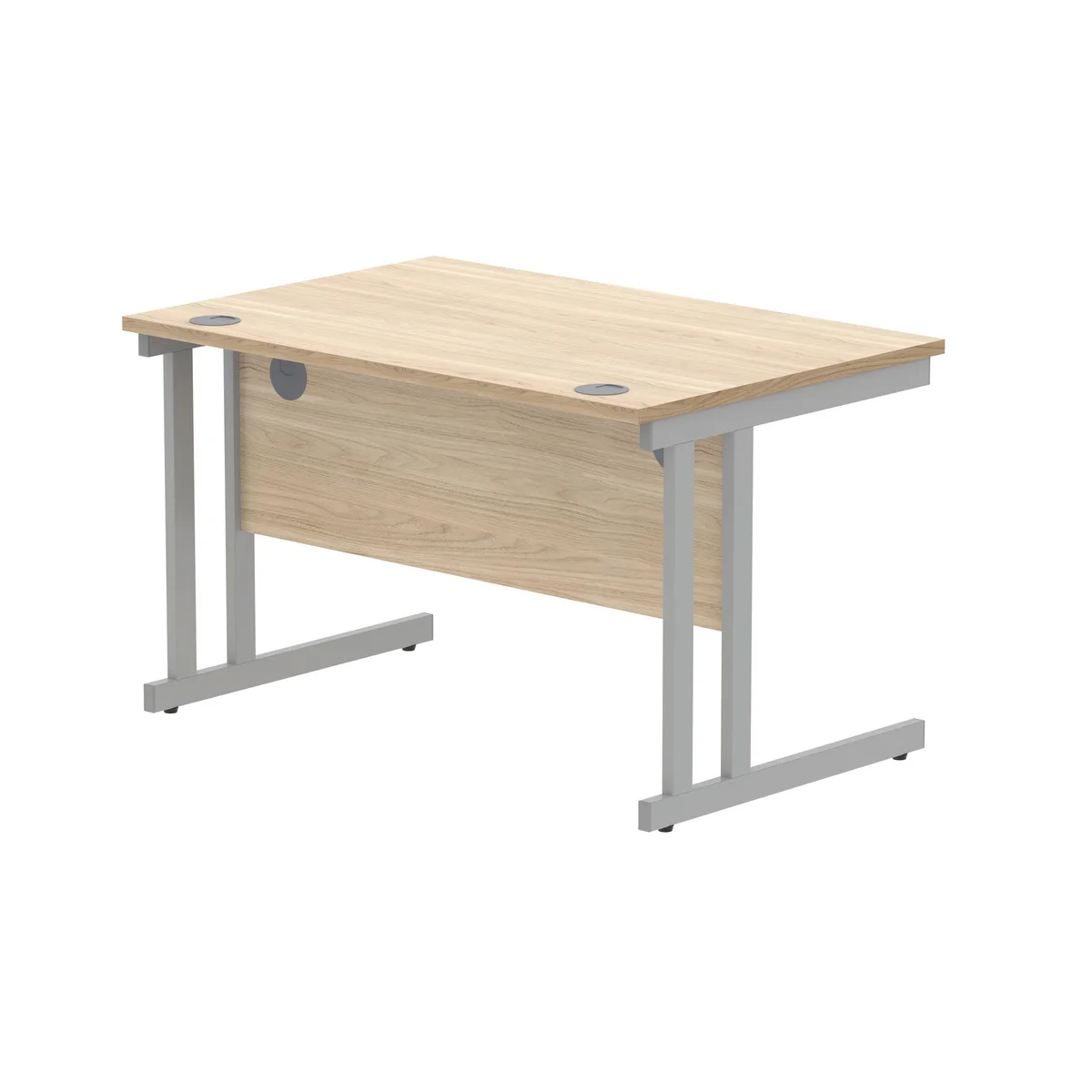 Polaris Rectangular Double Upright Cantilever Desk 1200x800x730mm Canadian Oak/Silver KF822210 - Image 3