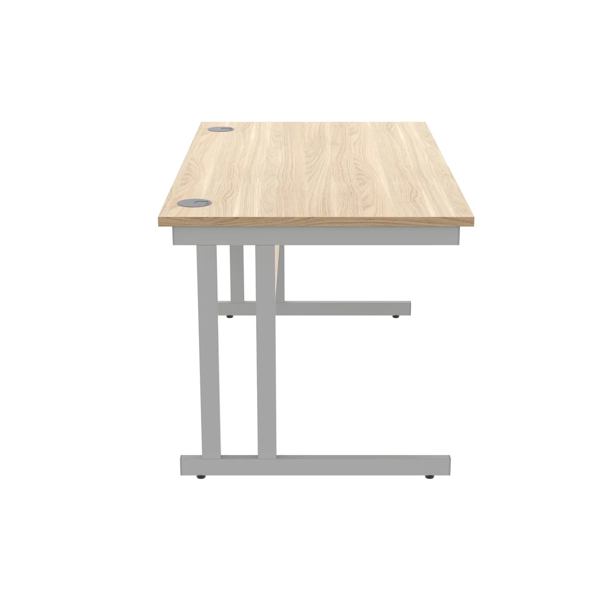 Polaris Rectangular Double Upright Cantilever Desk 1400x800x730mm Canadian Oak/Silver KF822220 - Image 2