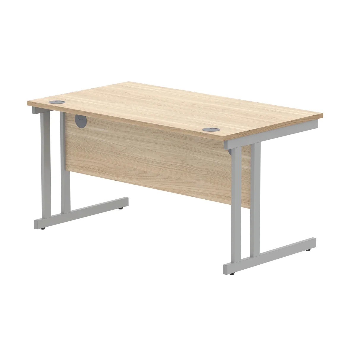 Polaris Rectangular Double Upright Cantilever Desk 1400x800x730mm Canadian Oak/Silver KF822220 - Image 3