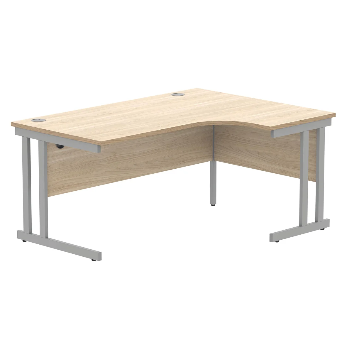 Polaris Right Hand Radial DU Cantilever Desk 1600x1200x730mm Canadian Oak/Silver KF822250