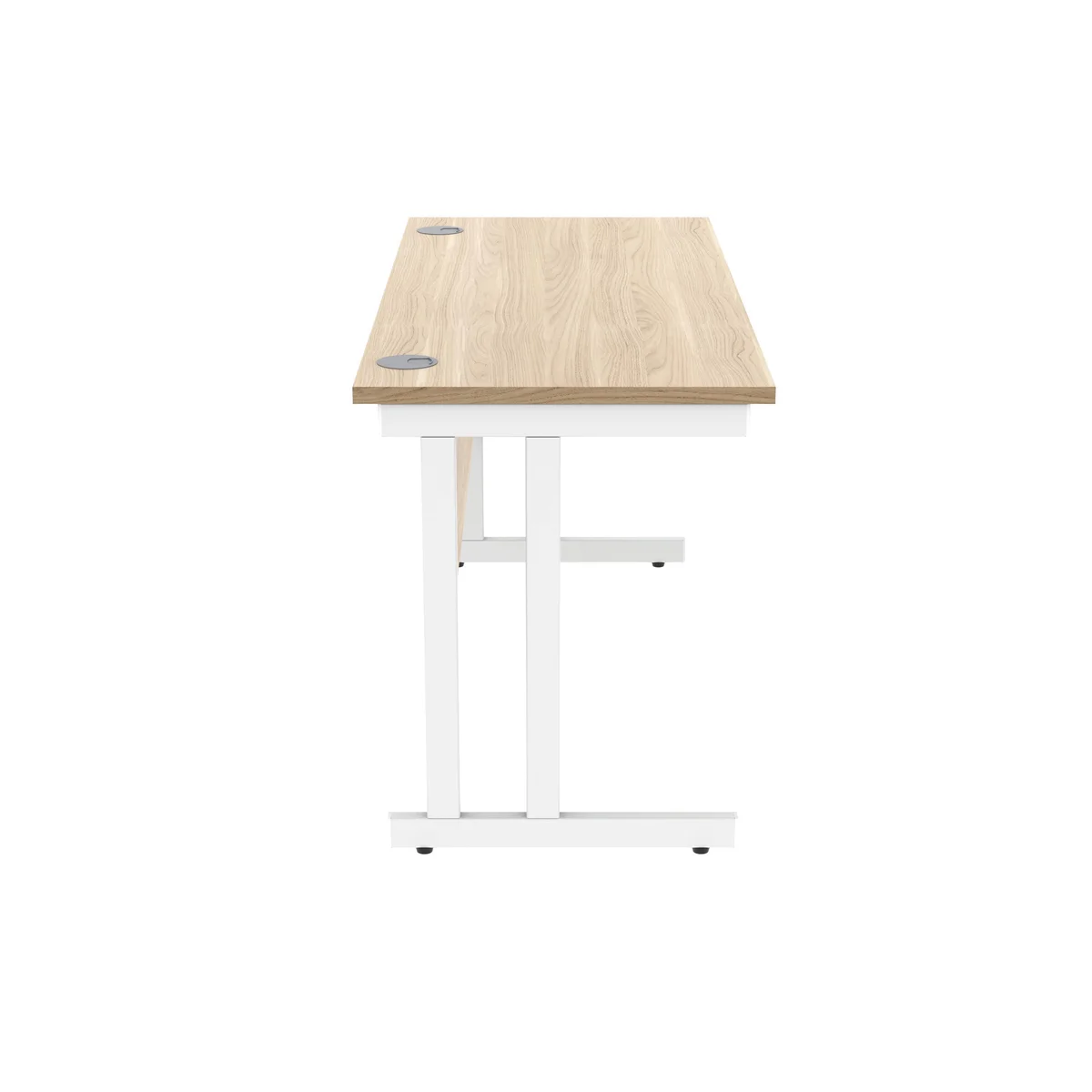 Polaris Rectangular Double Upright Cantilever Desk 1400x600x730mm Canadian Oak/White KF822270 - Image 2