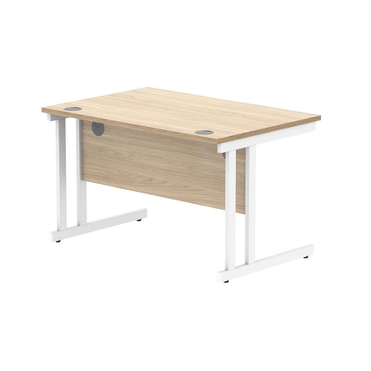 Polaris Rectangular Double Upright Cantilever Desk 1200x800x730mm Canadian Oak/White KF822290 - Image 3