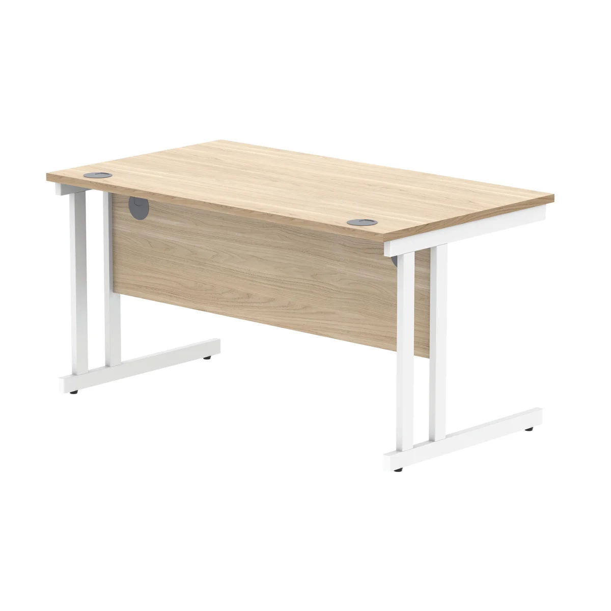 Polaris Rectangular Double Upright Cantilever Desk 1400x800x730mm Canadian Oak/White KF822300 - Image 3