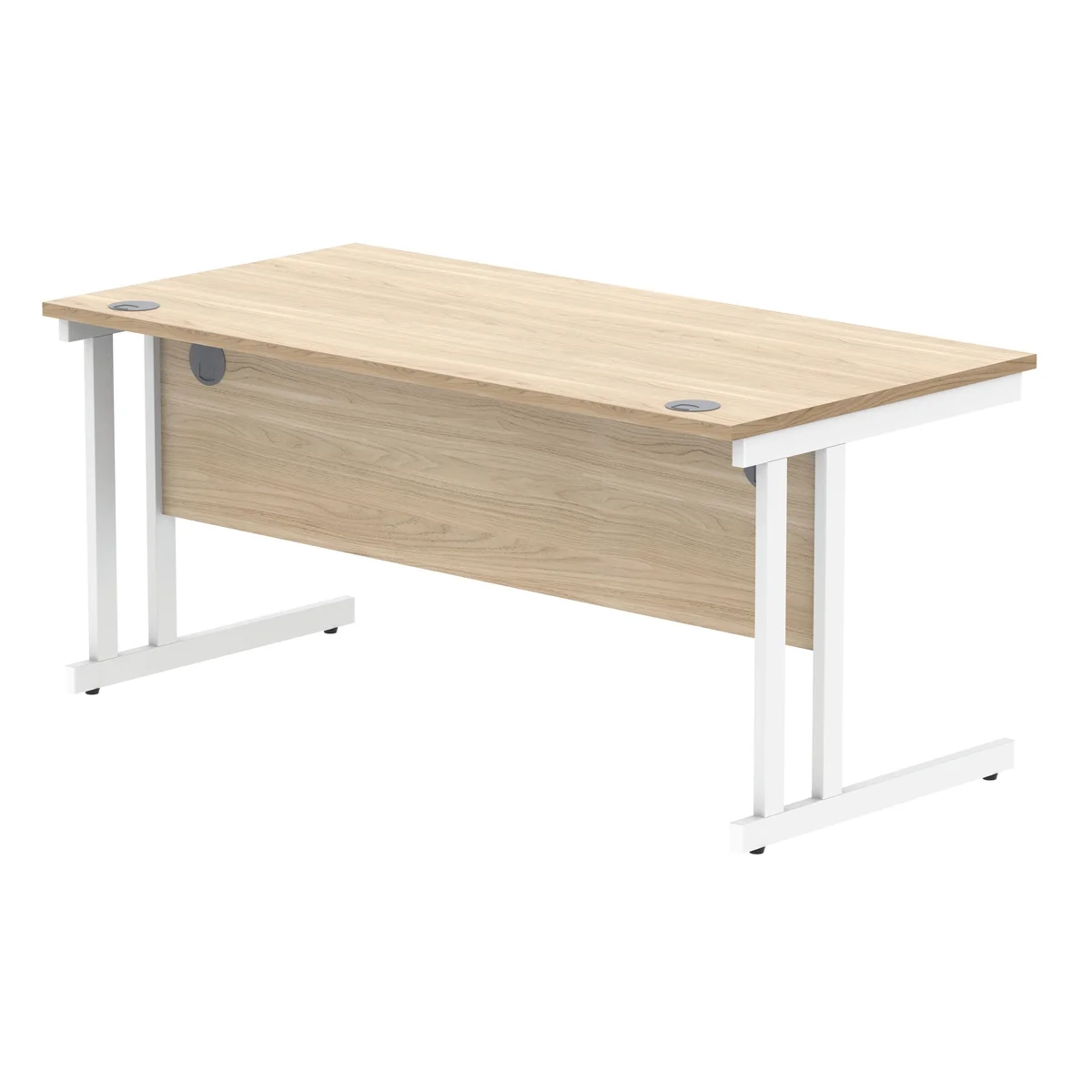 Polaris Rectangular Double Upright Cantilever Desk 1600x800x730mm Canadian Oak/White KF822310 - Image 3