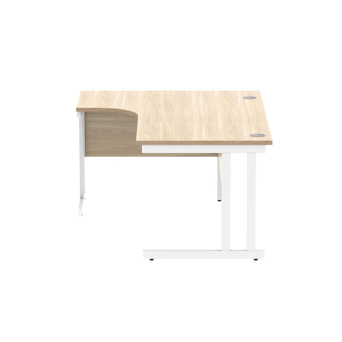 Polaris Left Hand Radial Double Upright Cantilever Desk 1600x1200x730mm Canadian Oak/White KF822320 - Image 2