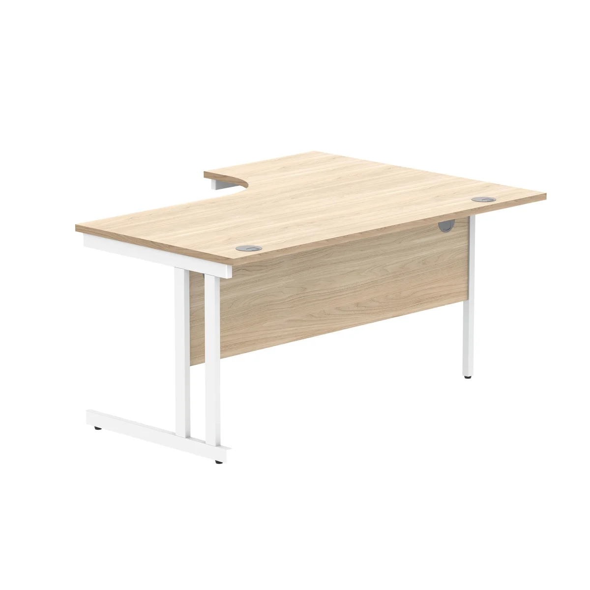 Polaris Left Hand Radial Double Upright Cantilever Desk 1600x1200x730mm Canadian Oak/White KF822320 - Image 3