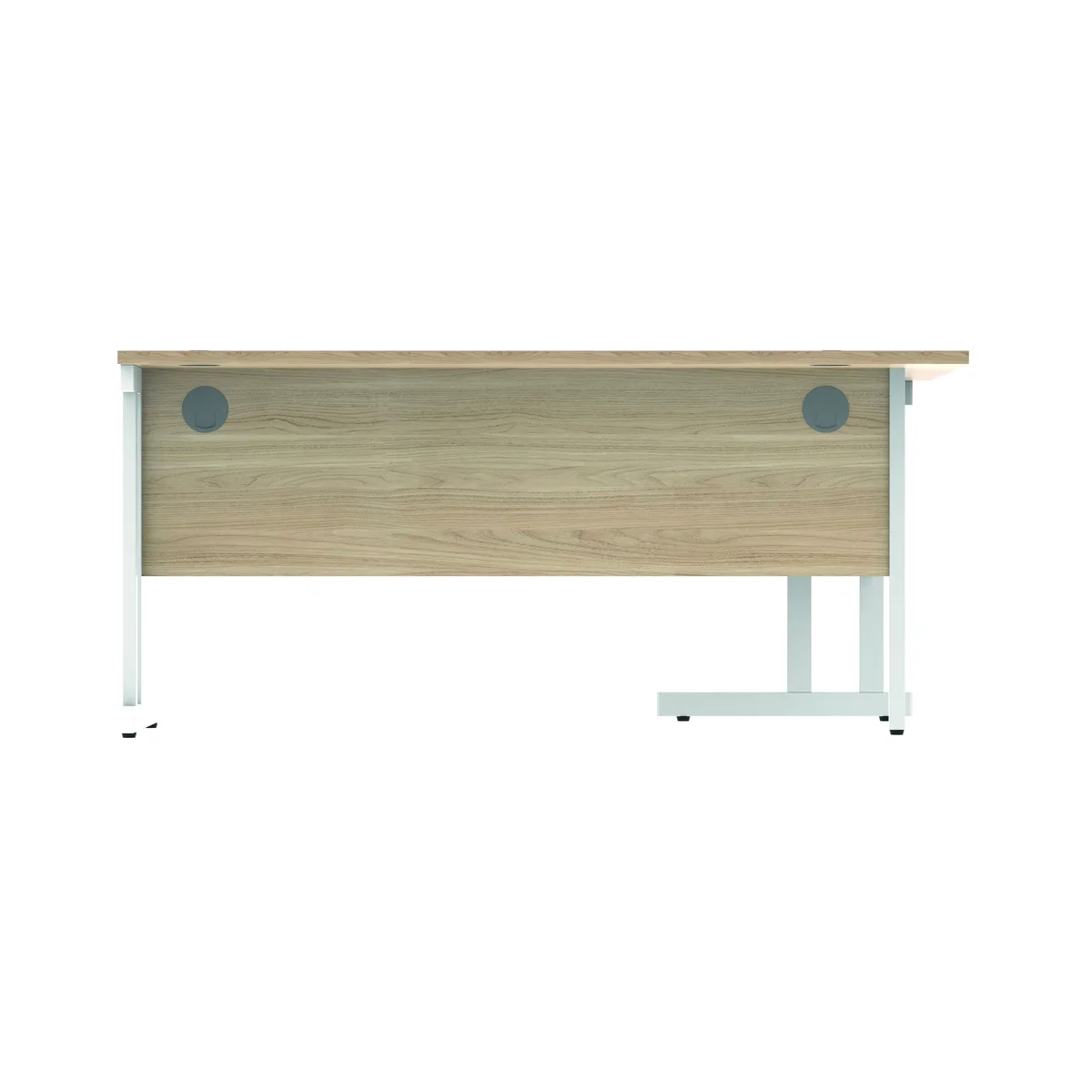 Polaris Left Hand Radial Double Upright Cantilever Desk 1600x1200x730mm Canadian Oak/White KF822320 - Image 4