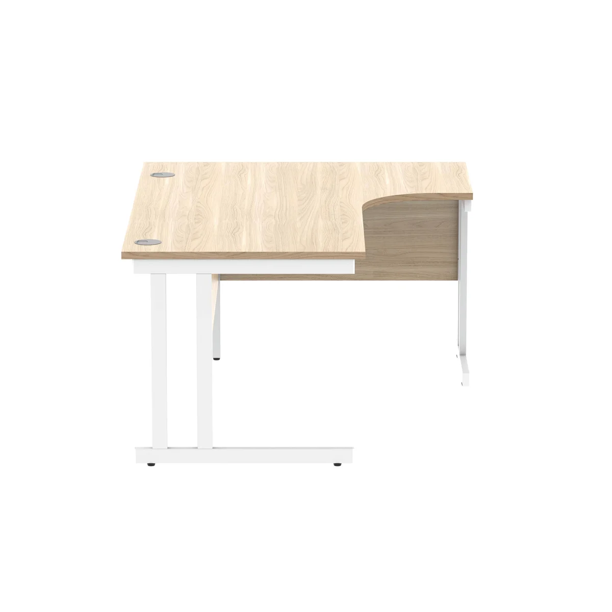Polaris Right Hand Radial Double Upright Cantilever Desk 1600x1200x730mm Canadian Oak/White KF822330 - Image 2