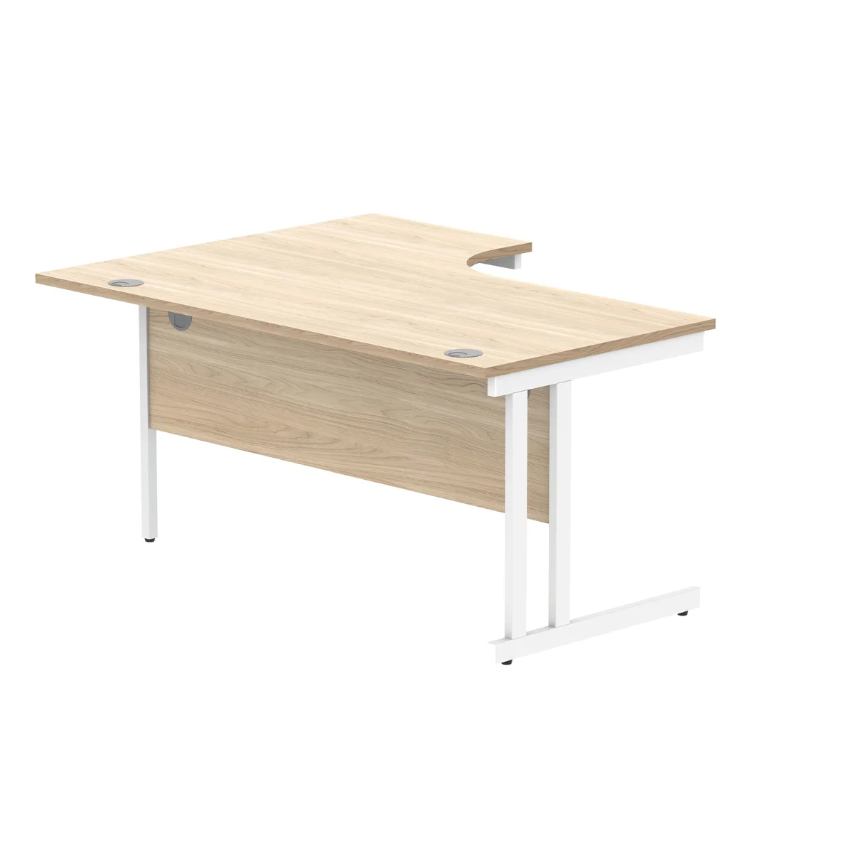 Polaris Right Hand Radial Double Upright Cantilever Desk 1600x1200x730mm Canadian Oak/White KF822330 - Image 3