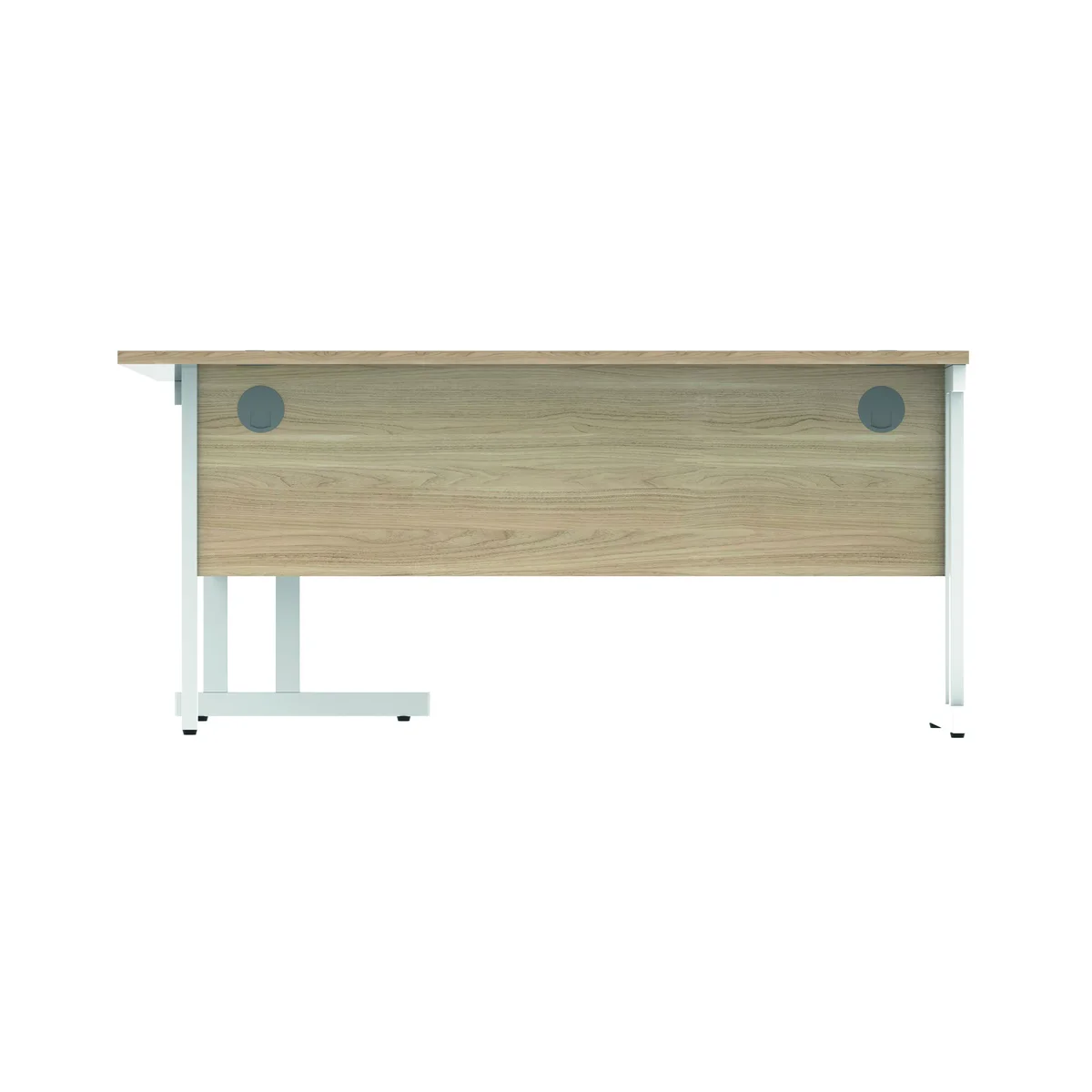 Polaris Right Hand Radial Double Upright Cantilever Desk 1600x1200x730mm Canadian Oak/White KF822330 - Image 4
