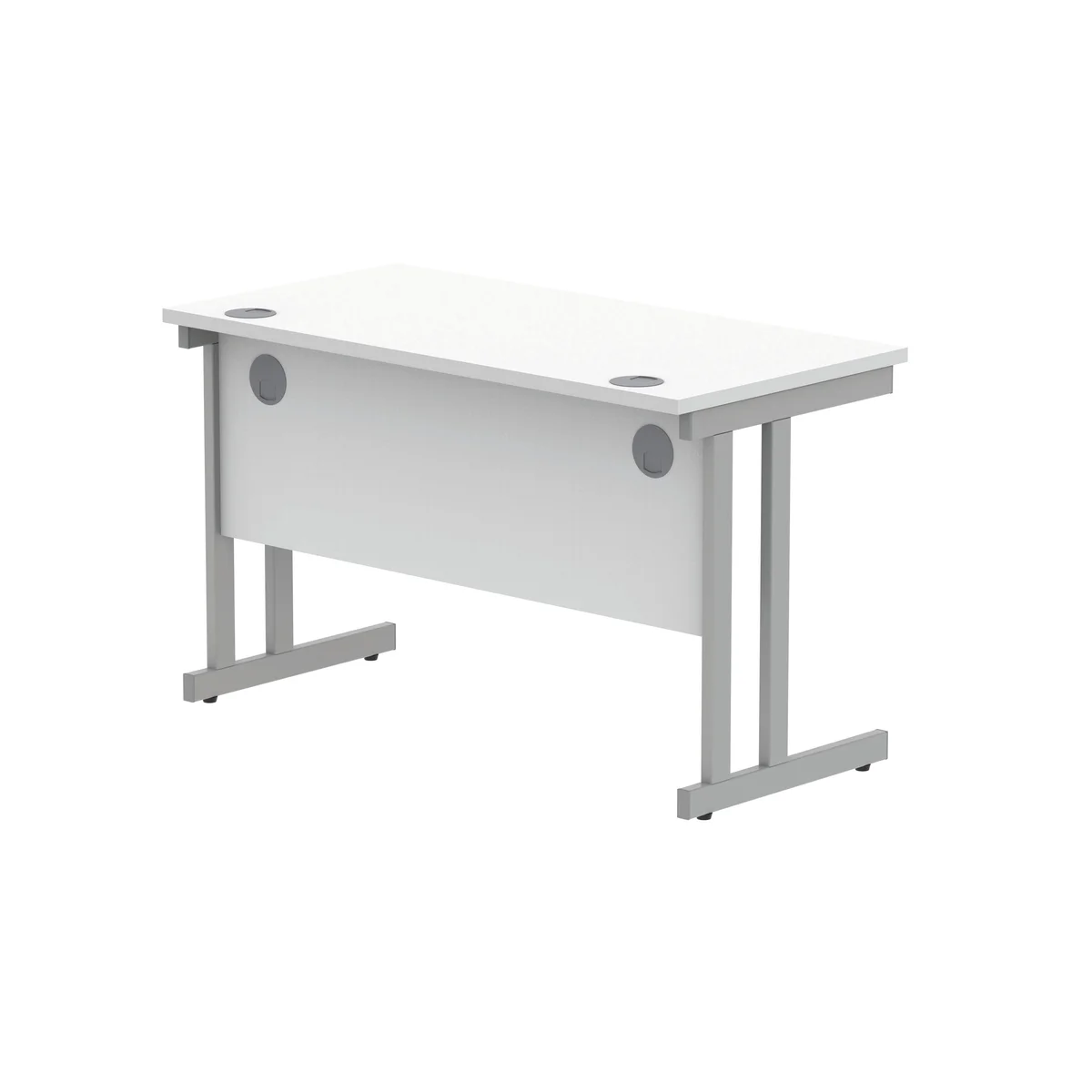 Polaris Rectangular Double Upright Cantilever Desk 1200x600x730mm Arctic White/Silver KF822340 - Image 3