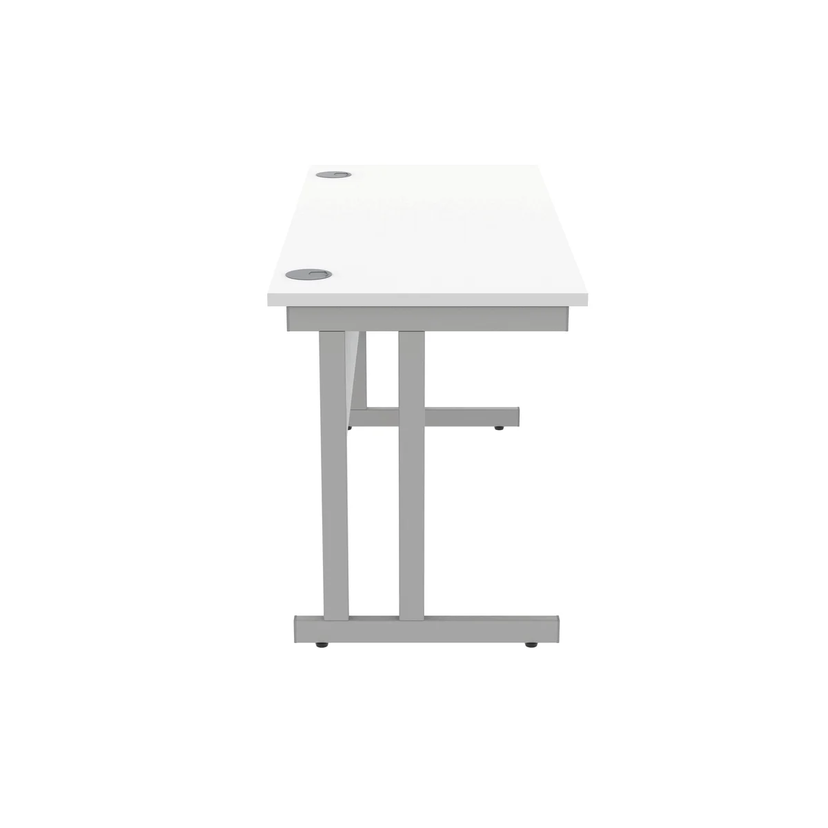 Polaris Rectangular Double Upright Cantilever Desk 1400x600x730mm Arctic White/Silver KF822350 - Image 2