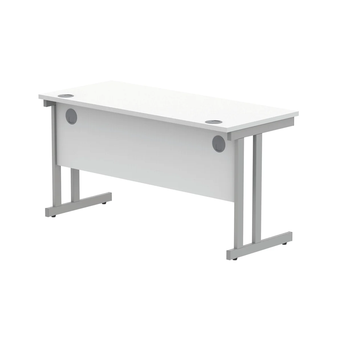 Polaris Rectangular Double Upright Cantilever Desk 1400x600x730mm Arctic White/Silver KF822350 - Image 3