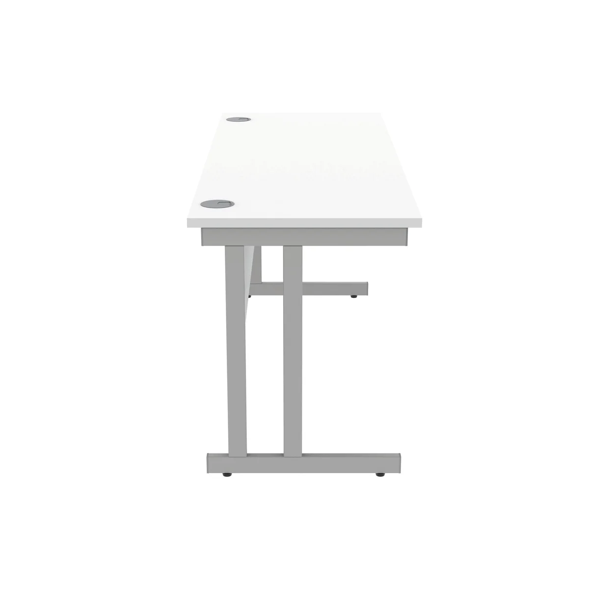 Polaris Rectangular Double Upright Cantilever Desk 1600x600x730mm Arctic White/Silver KF822360 - Image 2