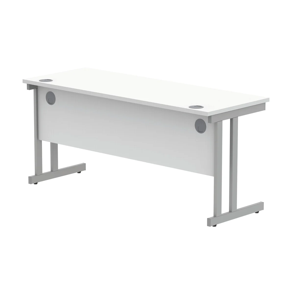 Polaris Rectangular Double Upright Cantilever Desk 1600x600x730mm Arctic White/Silver KF822360 - Image 3