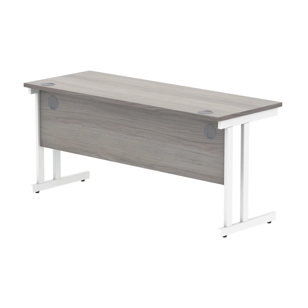 Polaris Rectangular Double Upright Cantilever Desk 1600x600x730mm Alaskan Grey Oak/White KF822600 - Image 3