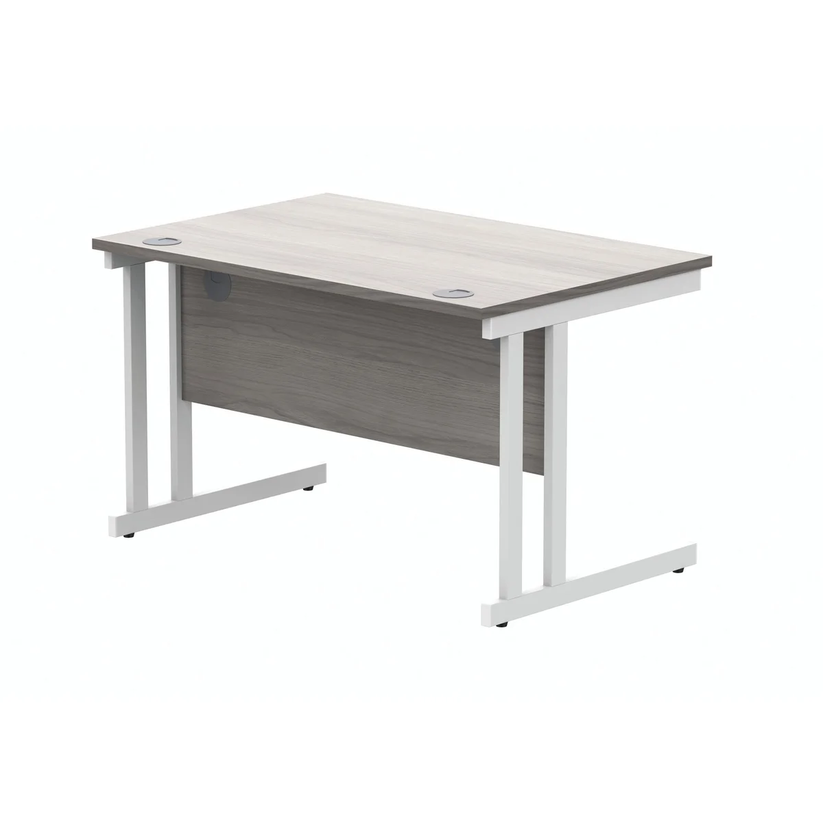Polaris Rectangular Double Upright Cantilever Desk 1200x800x730mm Alaskan Grey Oak/White KF822610 - Image 3