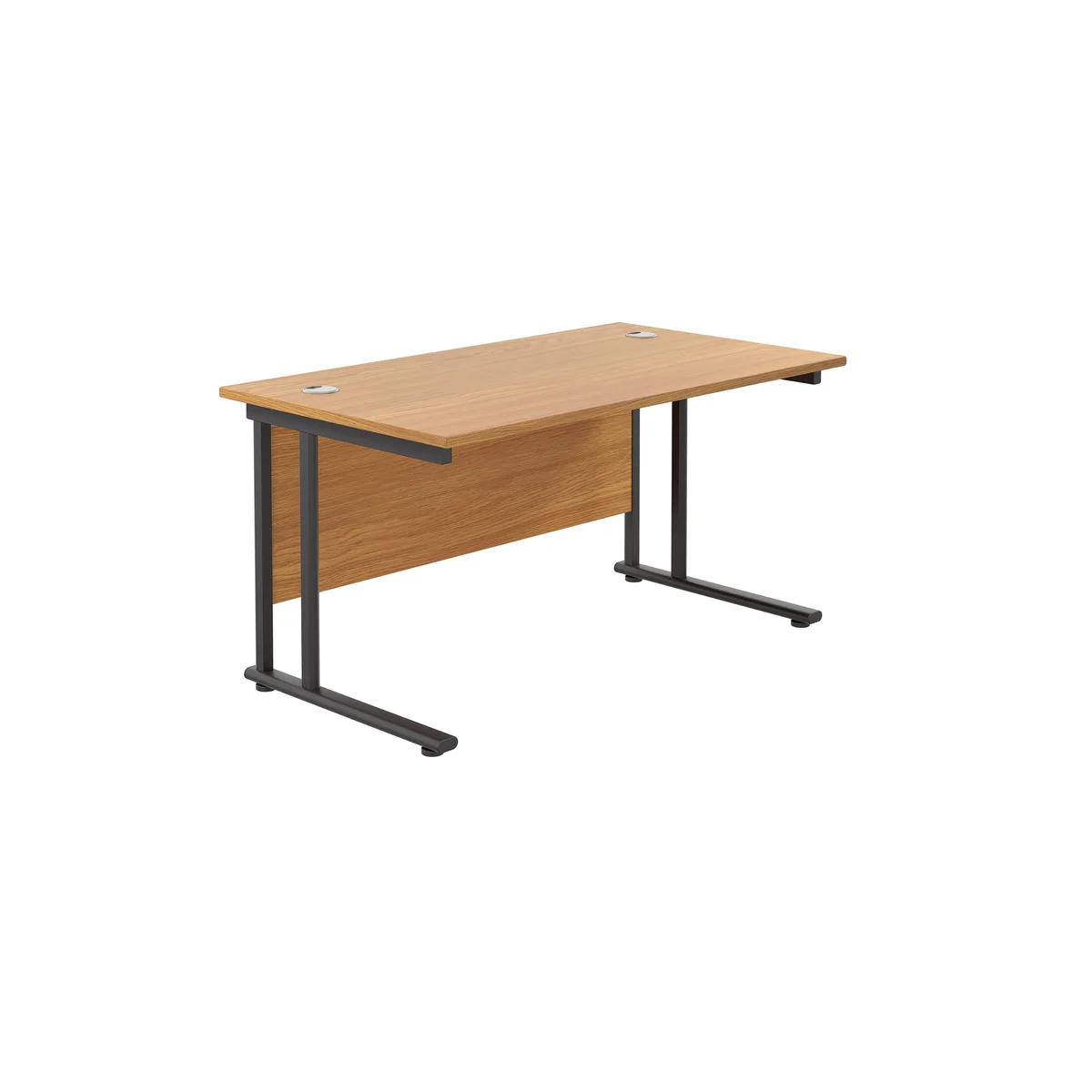 Jemini Rectangular Double Upright Cantilever Desk 1200x800x730mm Nova Oak/Black KF823056 - Image 1