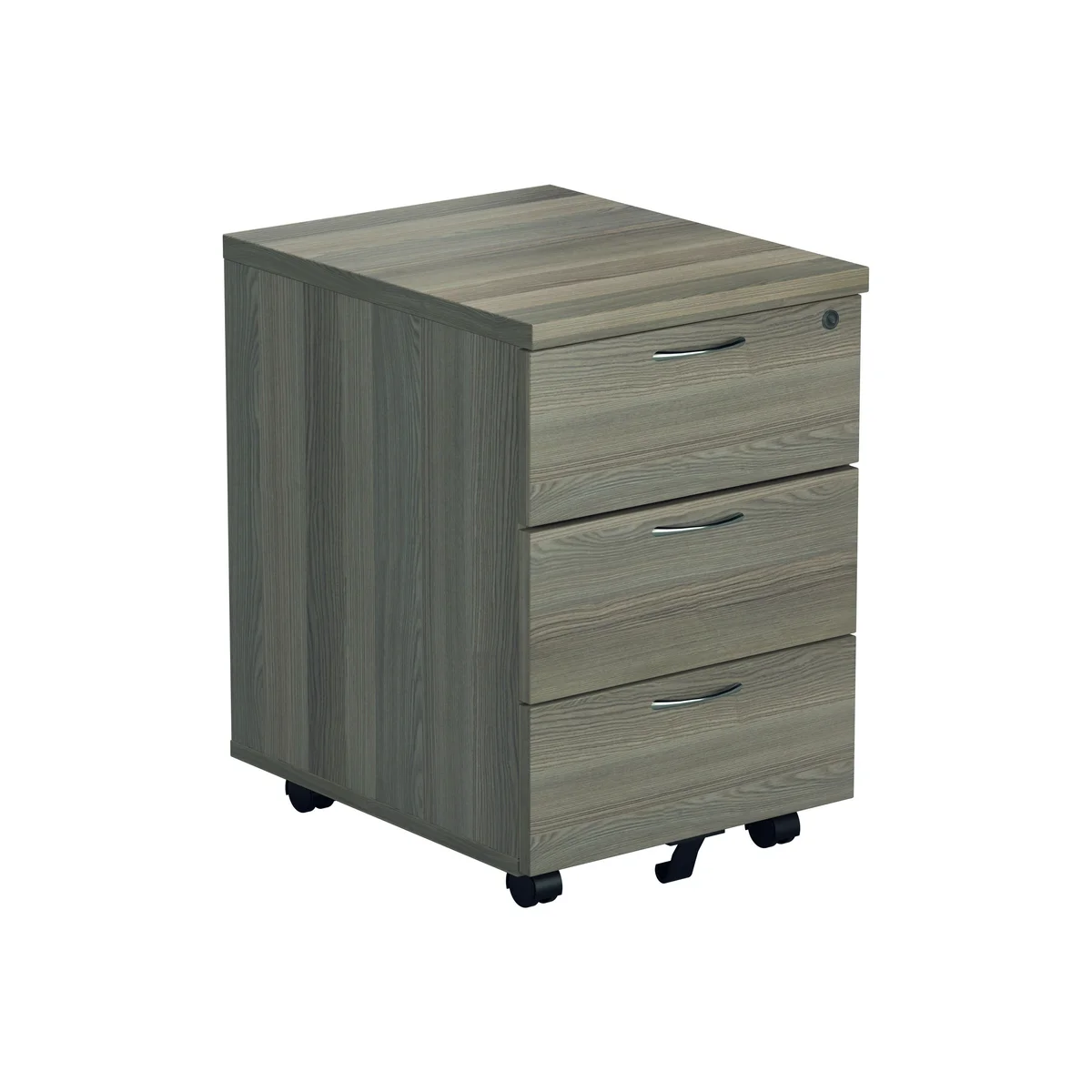 Jemini Single Upright Rectangular Desk 1600x800mm Grey Oak/Silver with 3 Drawer Pedestal KF823261 - Image 3