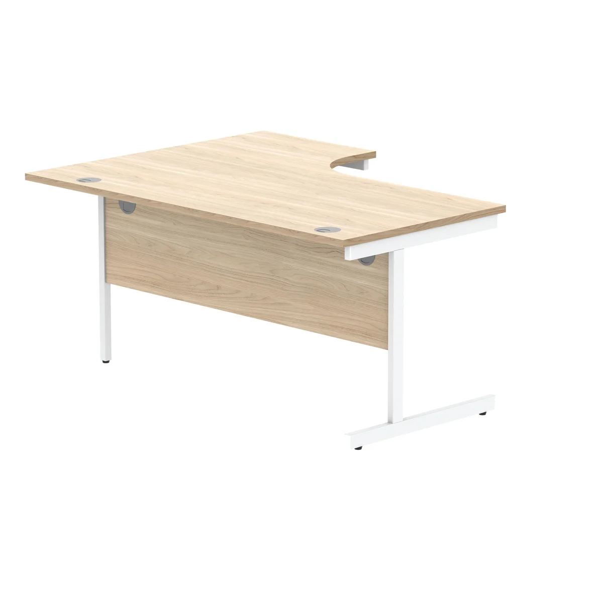 Astin Radial Right Hand SU Cantilever Desk 1600x1200x730mm Canadian Oak/Arctic White KF824152 - Image 3