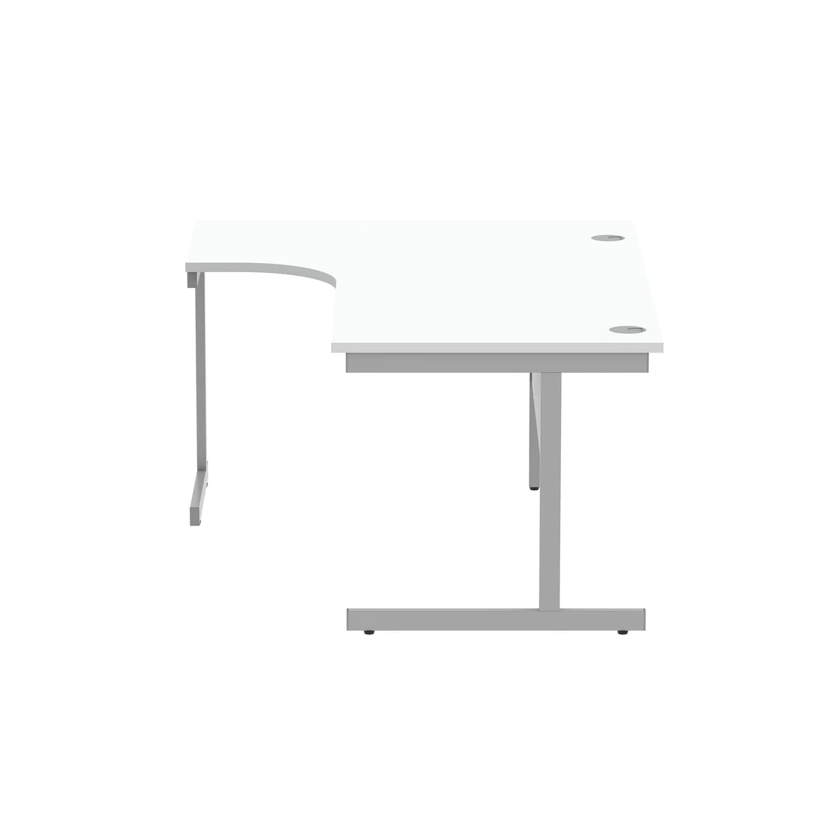 Astin Radial Left Hand SU Cantilever Desk 1600x1200x730mm Arctic White/Silver KF824169 - Image 2