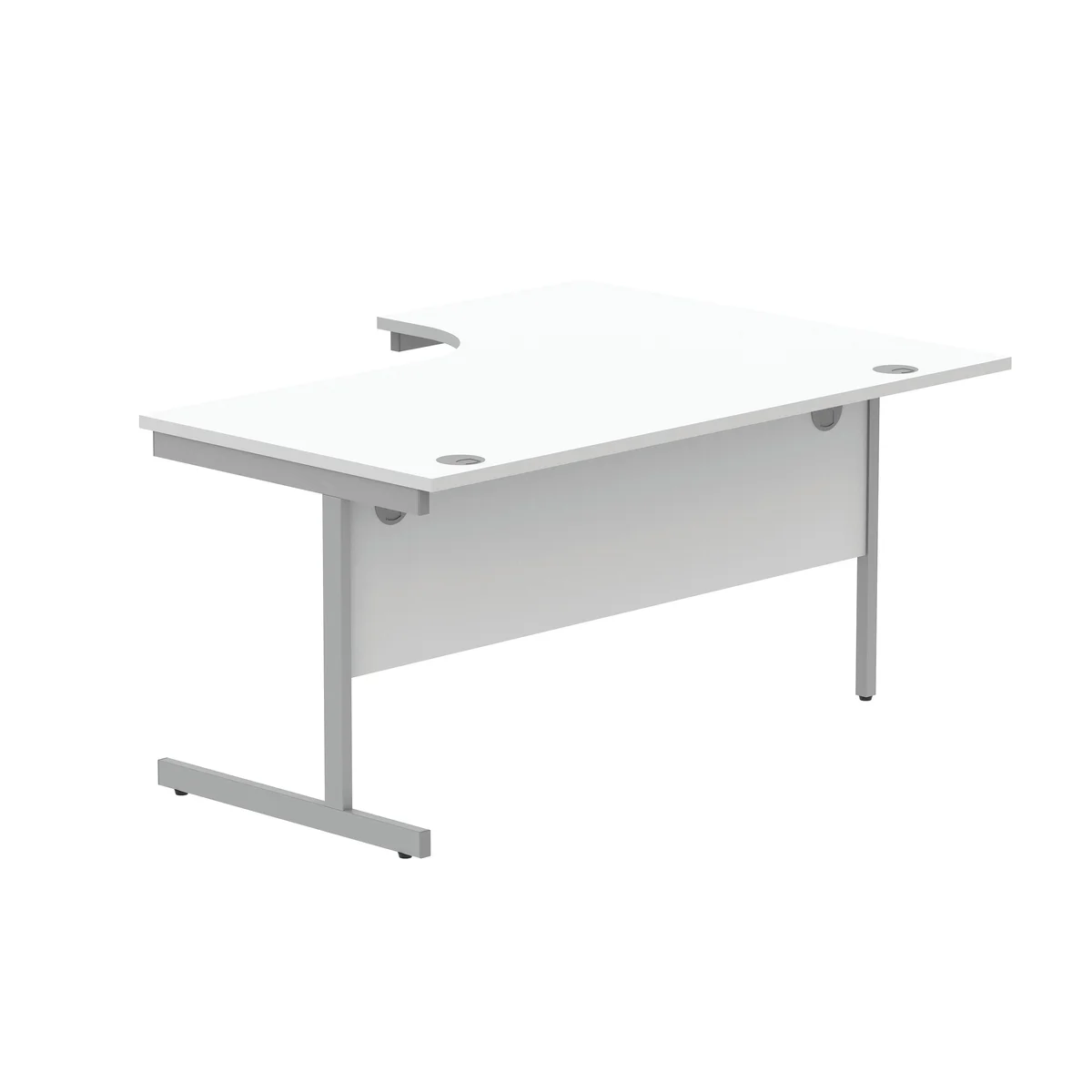 Astin Radial Left Hand SU Cantilever Desk 1600x1200x730mm Arctic White/Silver KF824169 - Image 3