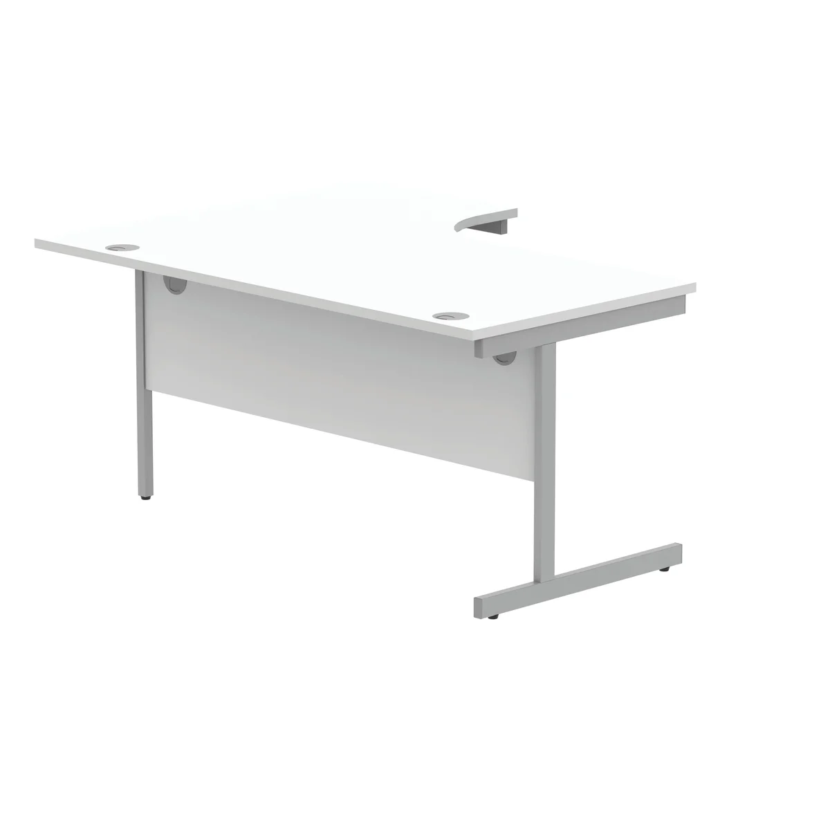 Astin Radial Right Hand SU Cantilever Desk 1600x1200x730mm Arctic White/Silver KF824176 - Image 3