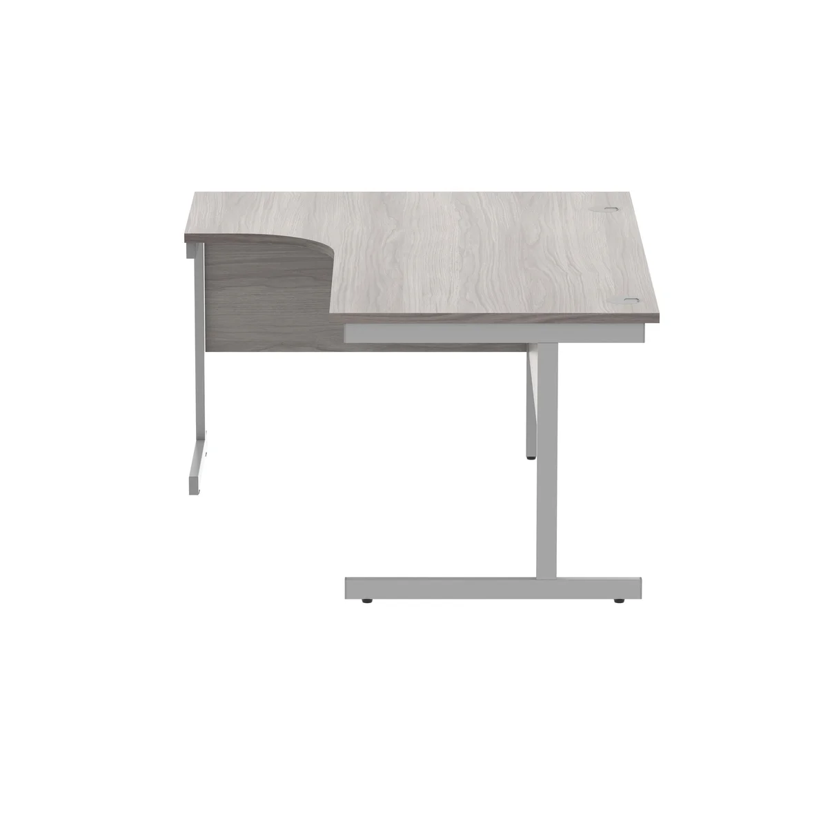 Astin Radial Left Hand SU Cantilever Desk 1600x1200x730mm Alaskan Grey Oak/Silver KF824206 - Image 2